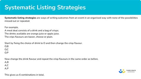 Image result for Systematic Listing Math