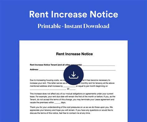 Editable Rent Increase Notice Template: Printable Landlord Form ...