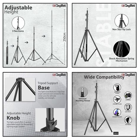 Digitek DLS Light Stand | Adjustable Height | Sturdy Aluminum Construction