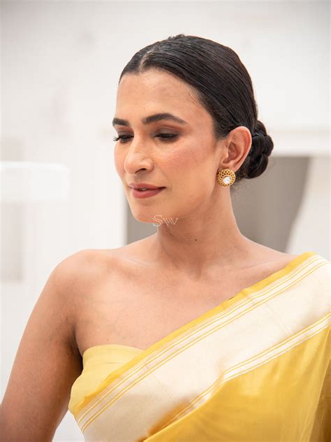 Yellow Katan Silk Tissue Handloom Banarasi Saree - Sacred Weaves ...