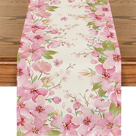 Spring Table Runner with Cherry Blossoms Seasonal Summer Kitchen Table ...