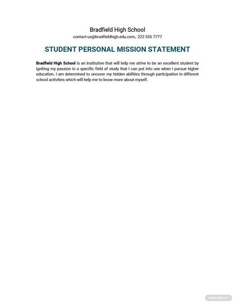Student Personal Mission Statement Template - Google Docs, Word | Template.net