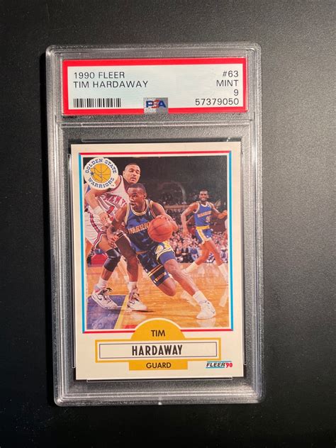 1990 FLEER TIM HARDAWAY ROOKIE CARD #63 - GRADED PSA 9 - FUTURE HOF ...