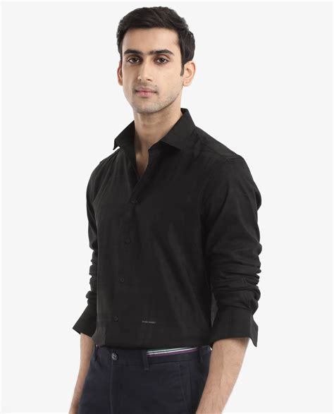 Rare Rabbit Men's Lubin Black Cotton Checked Print Regular Fit Full Sl