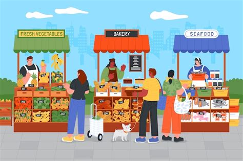 Hand drawn street food market illustration | Free Vector