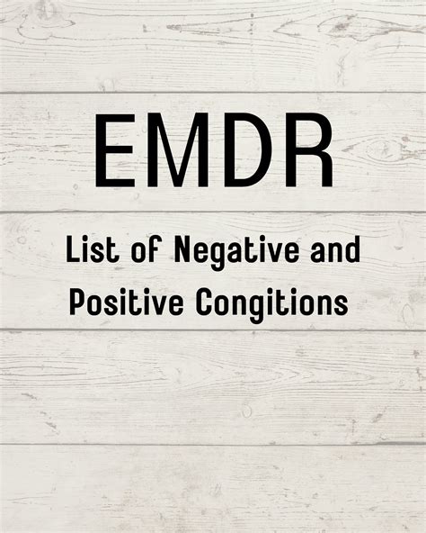 EMDR Resource - List of Negative and Positive Cognitions - Etsy