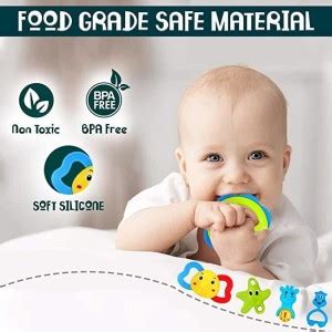 Planet of Toys Plastic Non Toxic Set of 4 Shake & Grab Rattle and 1 ...