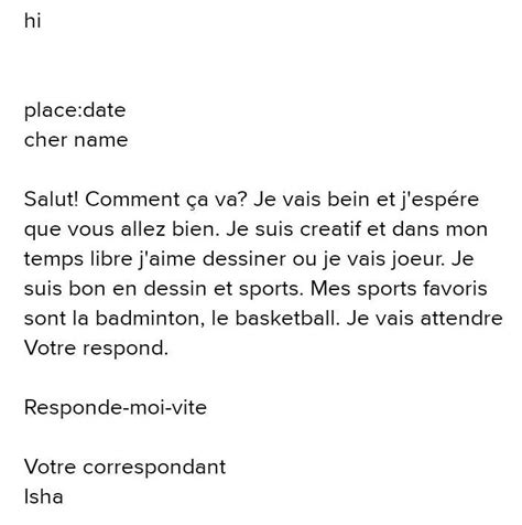Écrivez une lettre à votre correspondant en décrivant vos loisirs et ...