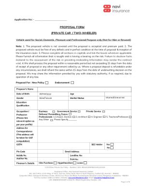 Fillable Online MOTOR PRIVATE CAR BUNDLED PROPOSAL FORM Fax Email Print ...