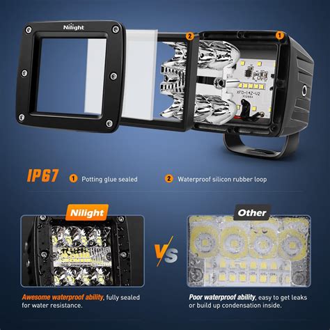 Buy Nilight 4PCS LED Pods 3Inch 42W LED Cubes Upgraded Spot Flood Combo ...