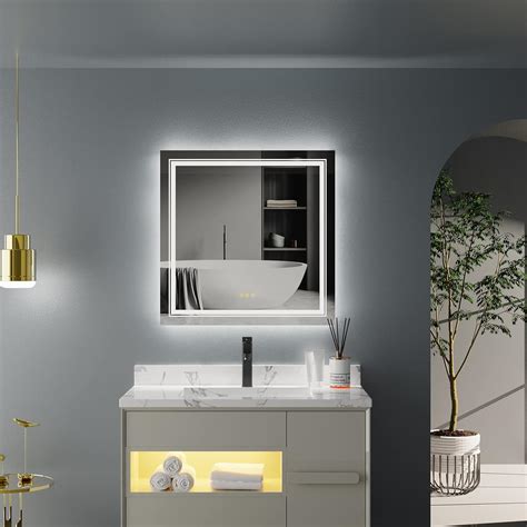 Buy LUVODI Illuminated LED Bathroom Mirror: 800x800mm Dimmable Lighted ...