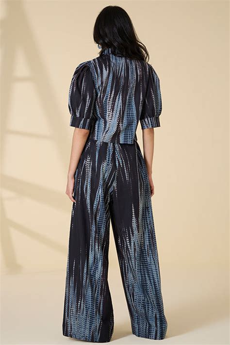 Amalfi Black Tie and Dye Pure Cotton Collared Top For Women Online ...