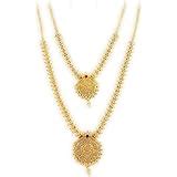 Buy AFJ GOLD Copper Gold Plated and Ruby Haram Necklace Set for Women ...