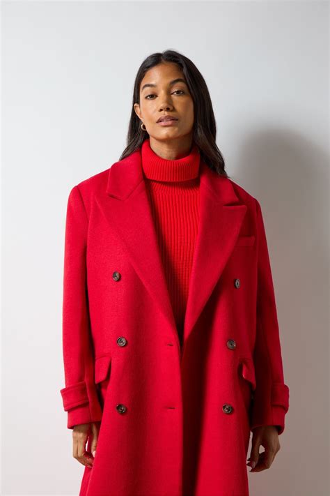 Ro&Zo Red Double Breasted Overcoat | Double breasted overcoat, Longline ...