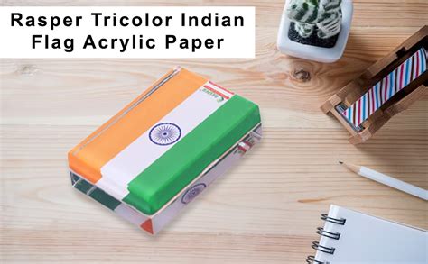 Rasper Tricolor Indian Flag Acrylic Paper Weight (3x2 Inches) : Amazon ...