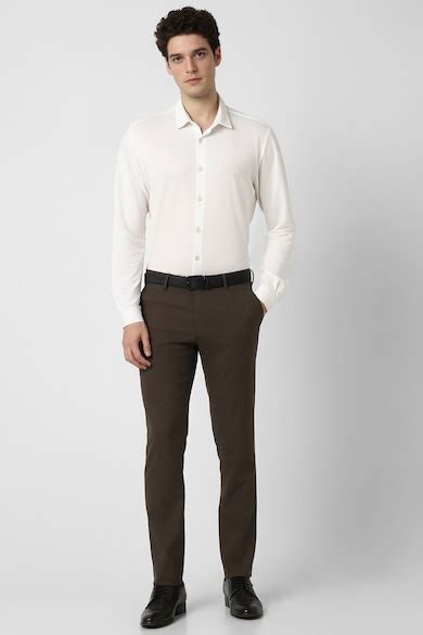 Buy Men Brown Textured Trousers Online - 39824321 | Peter England