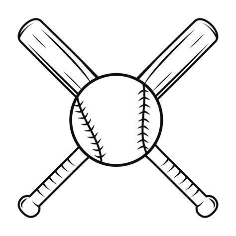 Premium Vector | Baseball bats crossed and baseball ball outline vector ...