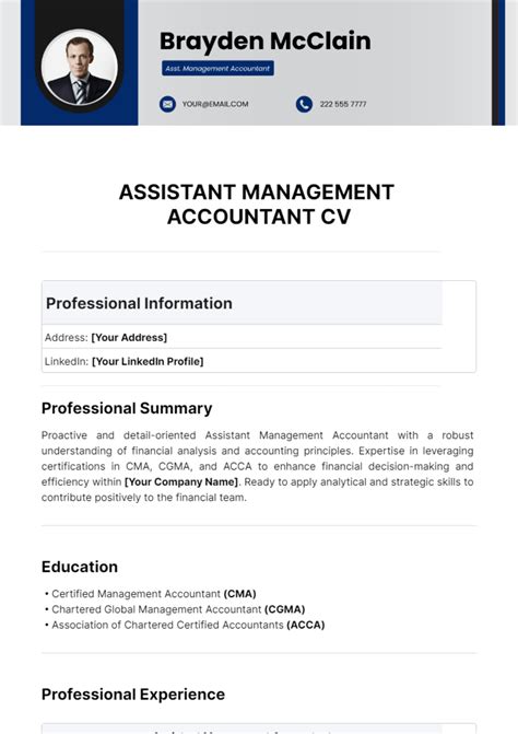 Free Accountant CV Templates to Edit Online and Download