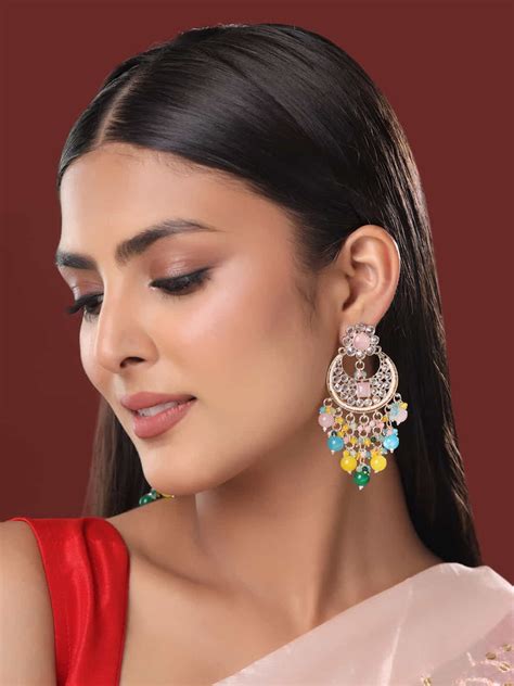 Colorful Pearls Dangle Earrings For Women