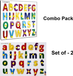 Planet of Toys COMBO OF English Alphabets Small and Big Wooden Puzzle ...