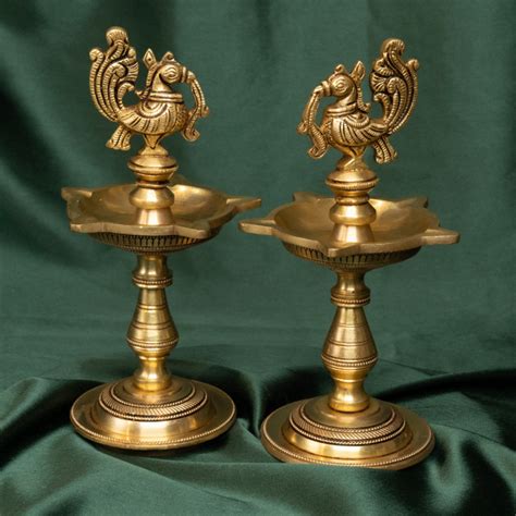 Brass Peacock Oil Lamp (Set of 2) | Traditional Deepak for Puja & Deco ...