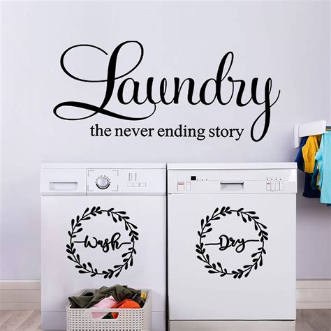 Buy Laundry Room Vinyl Wall Decal Wash Dry Vinyl Laundry Stickers ...