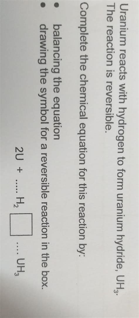 balance the equation and draw the symbol for a reversible reaction in ...