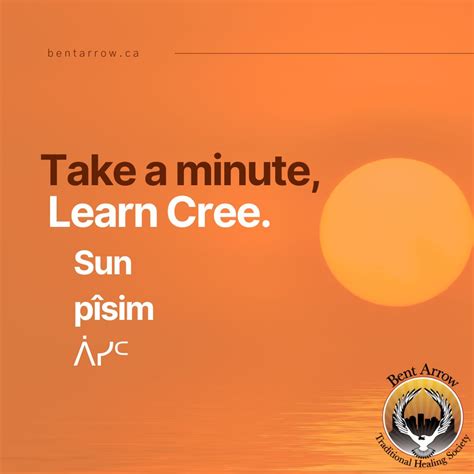 Take a minute, Learn Cree. In English, we say Sun. In Plains Cree, we ...