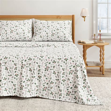 Great Bay Home Queen 4-Piece 100% Cotton Flannel Sheet Set, Holiday ...