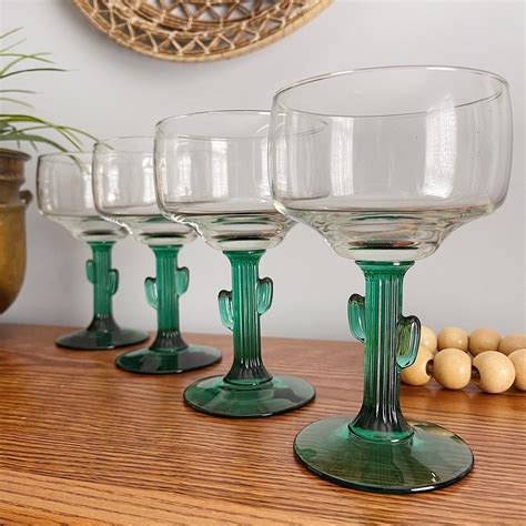 Vintage Libbey Glass Company Cacti Margarita Glasses Set of 4 ...