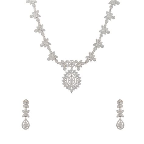 Sparkling Elegance Crystal Bloom Cz Necklace Set – VOYLLA