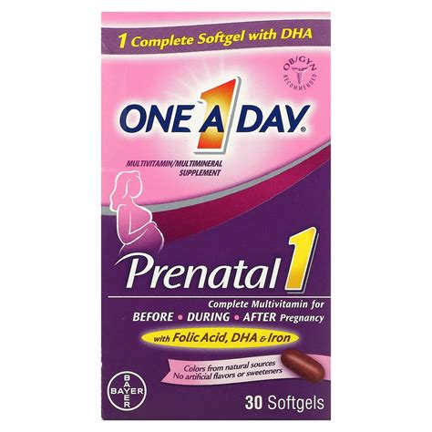 One-A-Day, Prenatal 1 with Folic Acid, DHA & Iron, Multivitamin ...