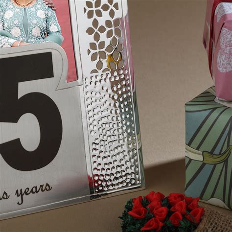 25th Anniversary Jaali & Hammered Photo Frame – Code Silver