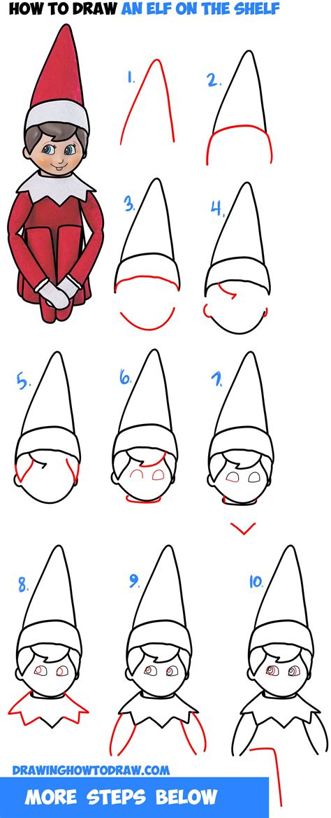 How to Draw The Elf On The Shelf Easy Step by Step Drawing Tutorial for ...