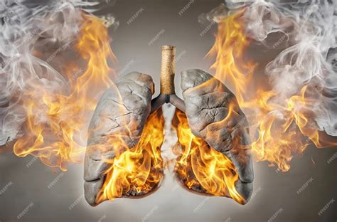 Human lungs in fire and smoke Harm of smoking for health deadly habit Poster against smoking ...
