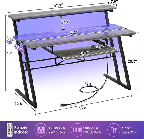 armocity Music Studio Desk with Power Outlets and India | Ubuy