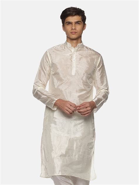 Men Off White Colour Polyester Viscose Kurta – SETHUKRISHNA