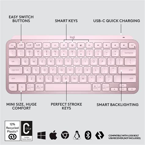 Logitech MX Keys Mini (Rose) Wireless Keyboard Best Price in India