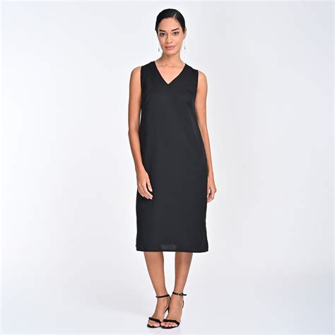 Saltpetre Women V-Neck Sleeveless Midi Dress In Natural Black For ...
