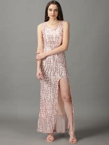 SHOWOFFFF Women Bodycon Pink Maxi/Full Length Dress - Buy SHOWOFFFF ...