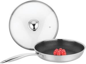 PRABHA Triply Non Stick Stainless Steel Induction Compatible Fry Pan ...