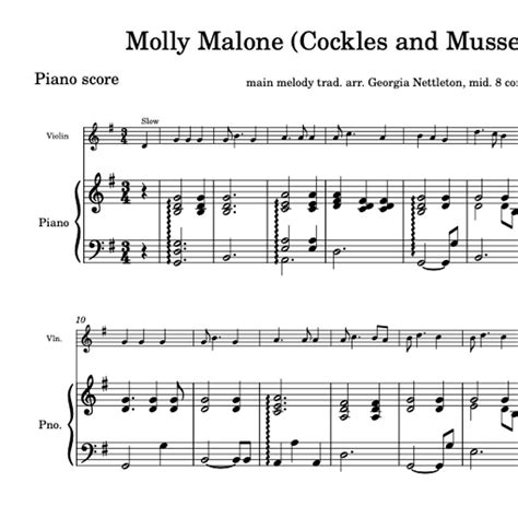 Molly Malone (Cockles and Mussels) violin and piano sheet music ...