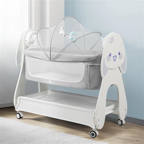 StarAndDaisy Electric Baby Crib Cradle with Mosquito Net, Wooden Legs ...