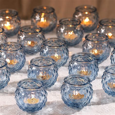 Amazon.com: NITIME 36pcs Blue Votive Candle Holders-Glass Candle Holder ...