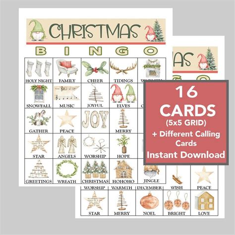 Christmas/holiday Bingo Cards: Printable Bingo, Kids Game, Senior ...