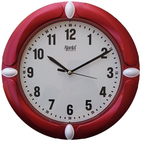 Buy Ajanta Plastic Glass Analog Wall Clock (25 X 25 Cm, Red) Online at ...