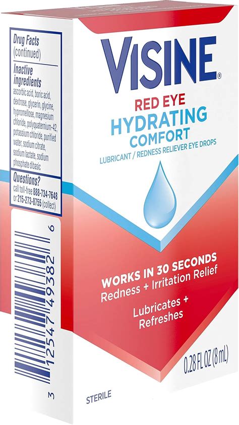 Buy Visine Red Eye Hydrating Comfort Redness Relief Lubricating Eye ...