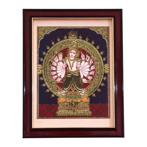 Sri Sudharsanar Chakrathazhwar Tanjore Style Paint Photo Frame Wall Ar ...