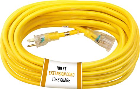 Amazon.com: 100 FT 16/3 Outdoor Extension Cord - SJTW Heavy Duty Power ...