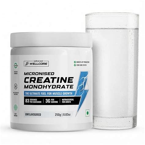 Buy Wellcore Pure Micronised Creatine Powder (83 Servings, Unflavoured ...